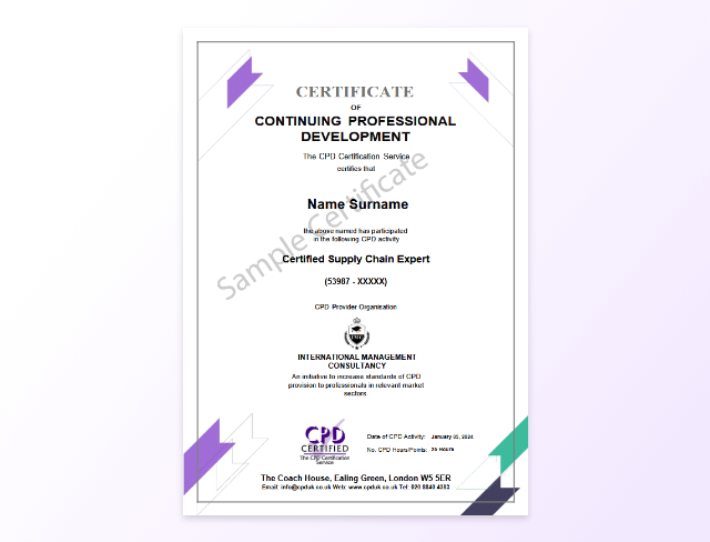 SCM Expert Sample Certificate CPD